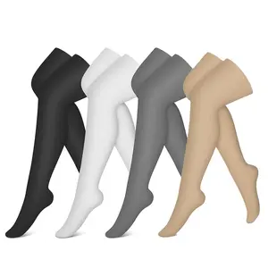 4 Pairs Over The Knee Compression Socks Stockings Thigh High Women Men High Best Rated Support Non Slip Travel Long Flights Medias De Compresión Para Mujer Friend Mother Dad Madrina Work Athletic Gym Sport Running Hiking Cycling Black White Skin