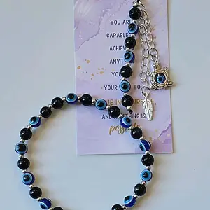 Elegant Matching Evil Eye Jewelry Set for Women - 2-Pc Female Daily Accessories with Mini Keychain Dangle
