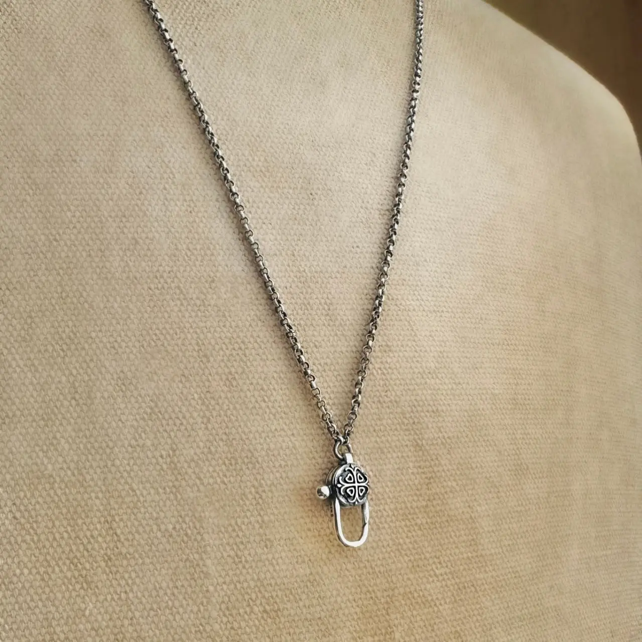 Sterling Silver Adjustable Charm Holder Necklace