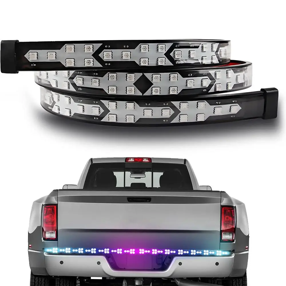 Dynamic Fishbone Tailgate Light Bar, 60 Inch LED Light Bar, Light Strip Brake Running Sequential Turn Signal Strip for Pickup, Trailer, SUV, RV, VAN