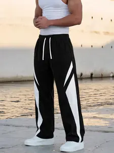 Color-block lightning-print corduroy pants, Y2K street-casual long trousers featuring color-block patchwork, a refined corduroy fabric, and reinforced stitching. Skin-friendly, warm, and wrinkle-resistant—perfect for everyday wear and creating high-street