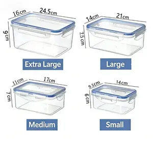 4-Pack Glass Airtight Food Storage Containers with Lids - Leak-Proof Locking, BPA-Free Kitchen Organizer Bins for Microwave, Refrigerator