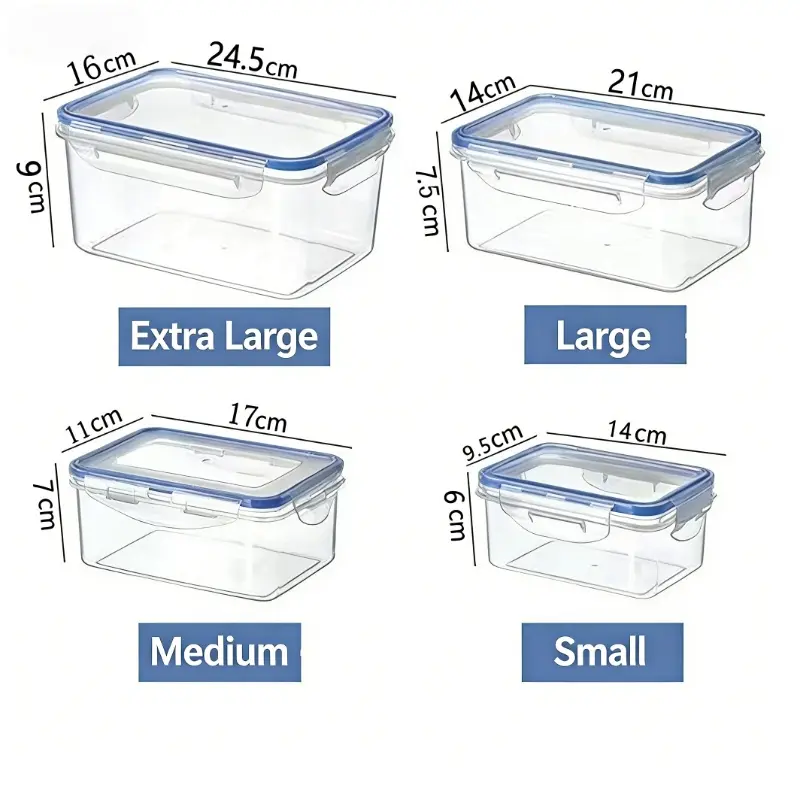 4-Pack Glass Airtight Food Storage Containers with Lids - Leak-Proof Locking, BPA-Free Kitchen Organizer Bins for Microwave, Refrigerator
