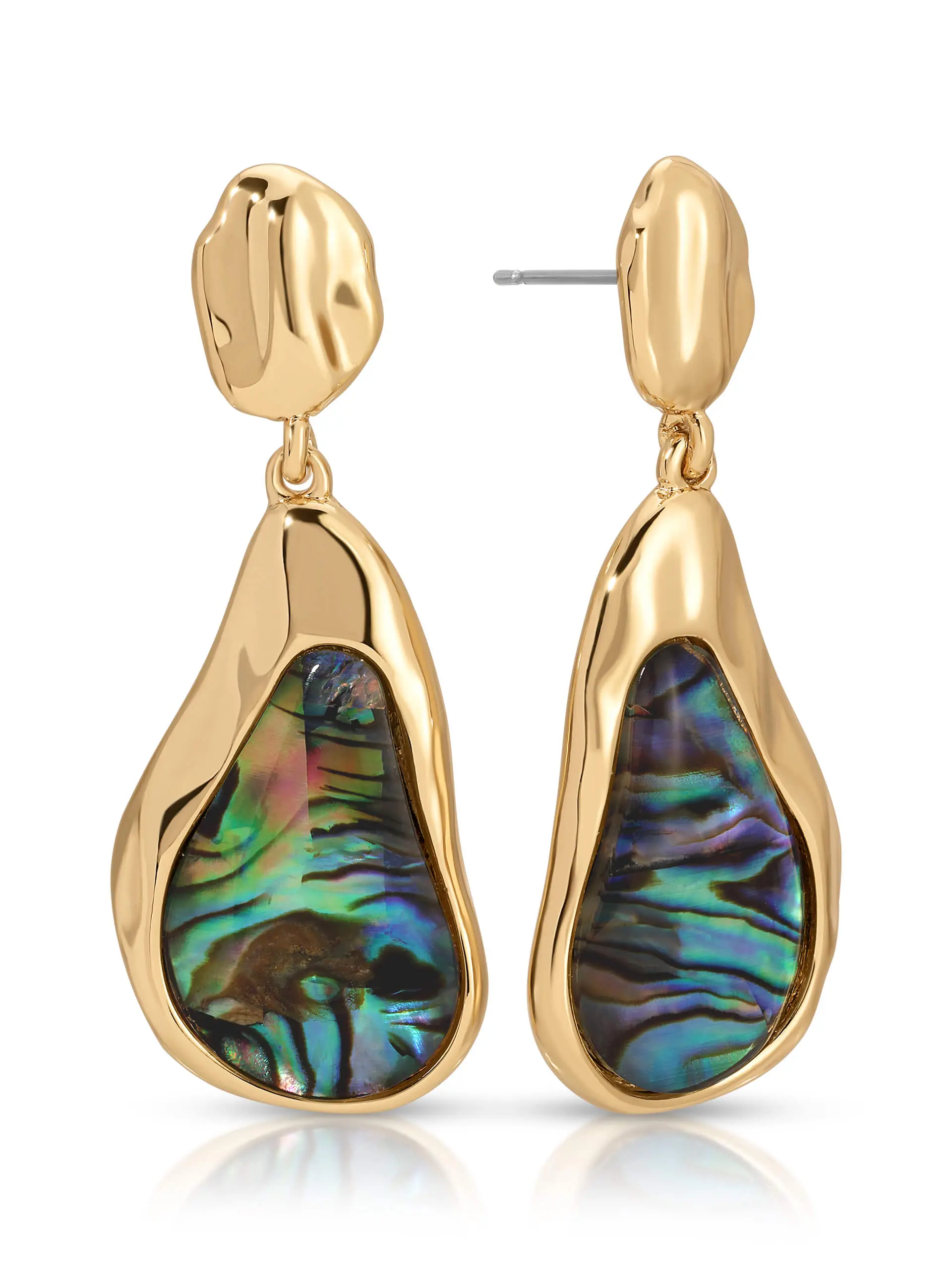Ettika Hidden Gem Abalone Drop Earrings 18K Gold Plated Statement Shell Earrings for Women