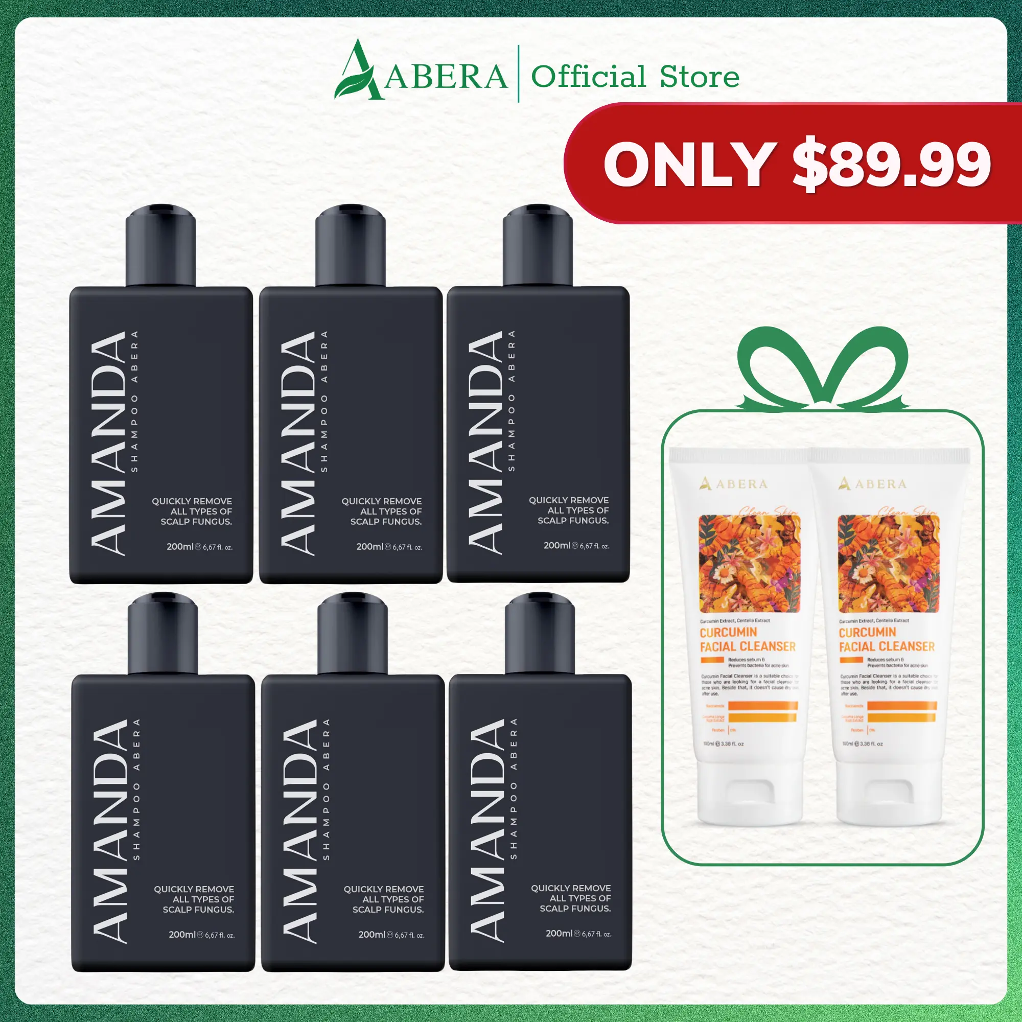 ABERA Amanda Shampoo - Combo 6 Boxes - Support Anti-Dandruff & Anti-Fungal, for Stronger Hair & Healthier Scalp - 6.67 fl oz