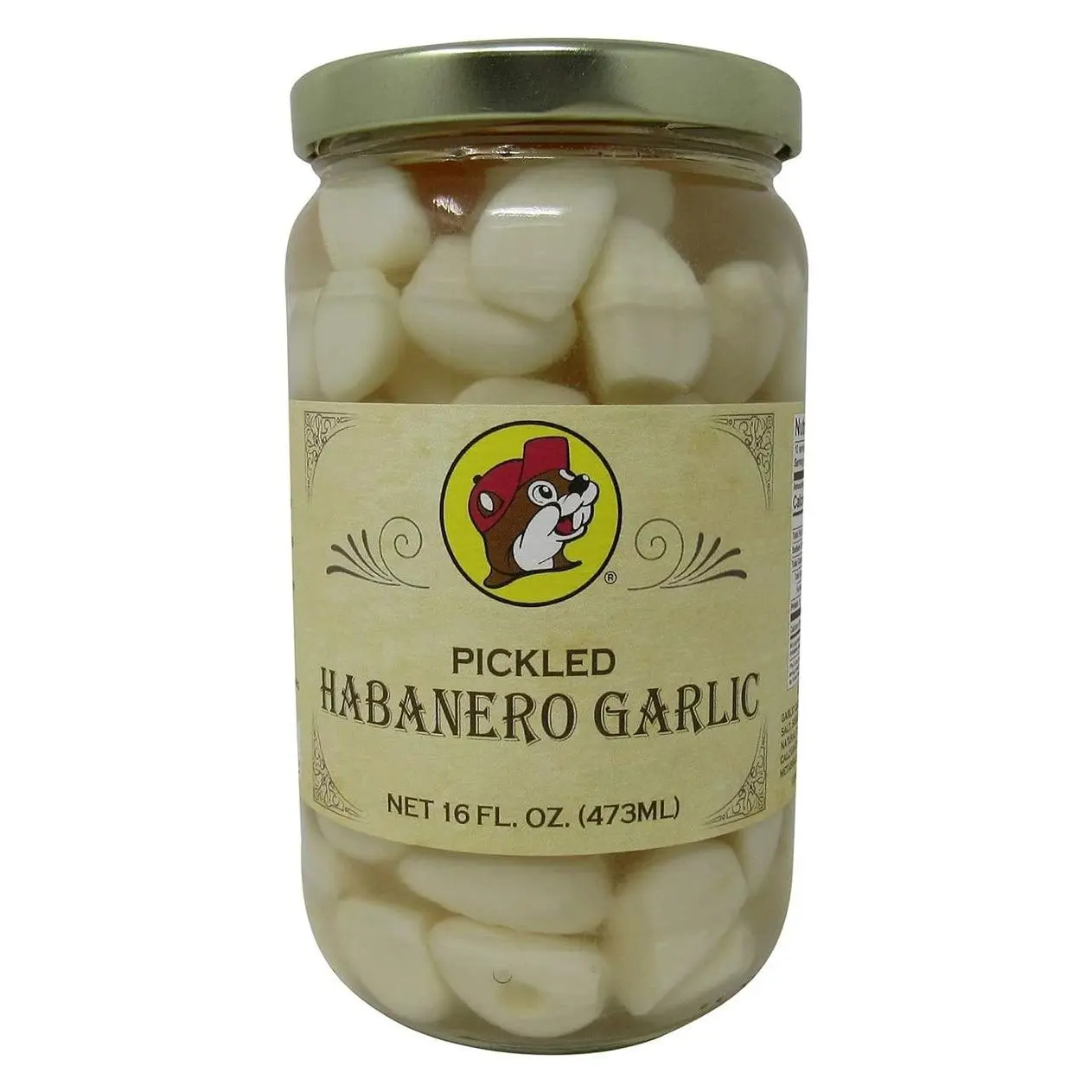 Buc-ee's Pickled Habanero Garlic in a Resealable Jar, Gluten Free, No High Fructose Corn Syrup, 16 Fl Ounces