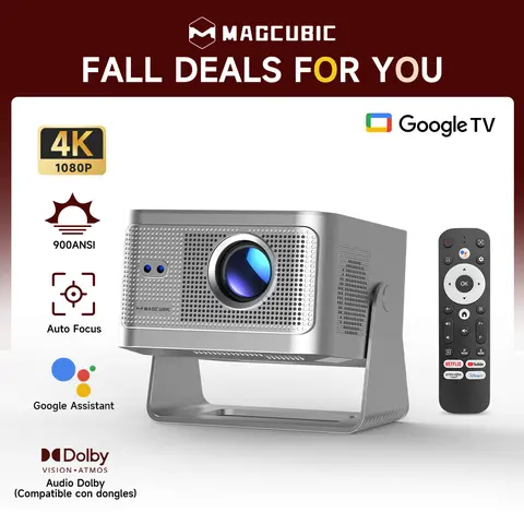 [Google TV stick Bundled] Magcubic HY350GT Projector with Officially Certificated Google TV 900ANSI Dolby Audio(Dongle support) Auto Focus Google Voice Assistant 4K Decode Built-in 15W speaker HDR10+ BT5.1 Dual WiFi Native 1080P #TechVibes