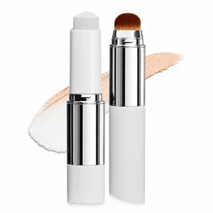Blanc Cover Cream Stick V White - Korean Color-Changing Foundation Stick with Volufiline - Medium to Full Coverage Dewy Finish Base Makeup - Dual-Ended with Detachable Brush