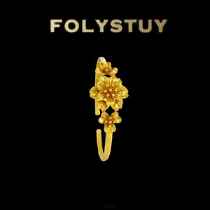 【Vietnamese Sand Gold Open Bangle Large Flower Design 21 mm Width Elegant Jewelry Accessory】 【FOLYSTUY （YNT01)]