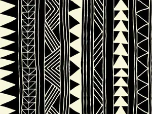 1 YARD POLY COTTON MATERIAL - BLACK/WHITE TRIBAL