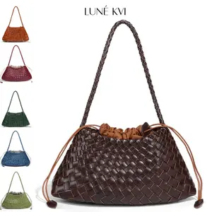 LUNÉ KVI New Handwoven Underarm Bag for Women: Vintage-Style Fashionable Shoulder Bag, Elegant and Versatile, Handheld Grocery Basket, Unique Half-Moon Design Shoulder Bag