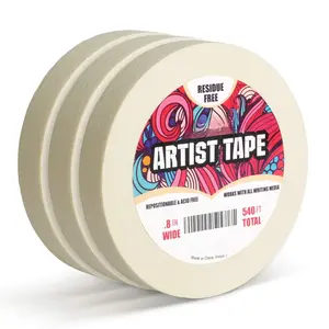 3 Pack White Artist Tape - Masking Artists Tape for Drafting Art Watercolor Painting Canvas Framing - Acid Free 0.8inch Wide 540FT Long Total