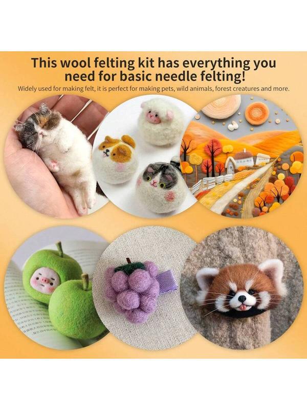 Needle Felting Kit, 24 Colors Wool Roving (5g/Color), Complete Needle Felting Starter Kit With Needle Felting Supplies Wool Fibre Spinning Craft Felting Kits For Beginners