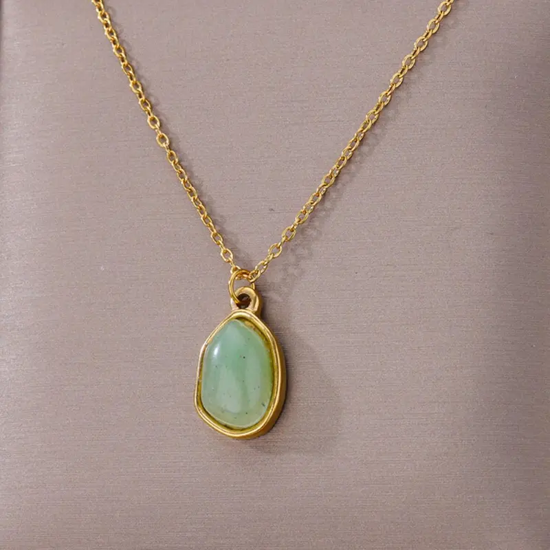 Women's Simple Style Artificial Gemstone Decorated Cuban Link Chain Necklace with Geometric Pendant Design, Cubic Zirconia Pendant Necklace For Daily & Party As Gift Without Box, Fashionable Necklace