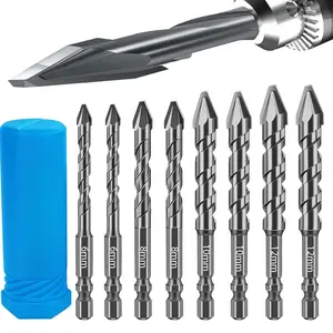 High-Strength Eccentric Twist Drill Bit - Pack of 8 Twist Drill Bits Concrete/Glass/Concrete Masonry Drill Bit Set with Bit Storage Case...