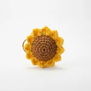 Handmade Crochet Sunflower Keychain - Soft Yarn, Detailed Stitching, Vibrant Colors, Secure Metal Keyring, Perfect for Keys & Bags