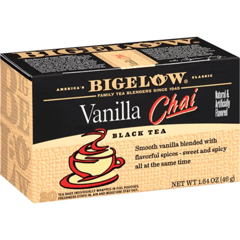 Bigelow Vanilla Chai Sweet Black Tea Bags - Herbal Spice, Natural Energizing Morning Brew, Healthy Refreshing Steeped Hot/Iced Drink, 2x20ct Bulk Pack, Kitchen Pantry Staples with Daily Caffeine