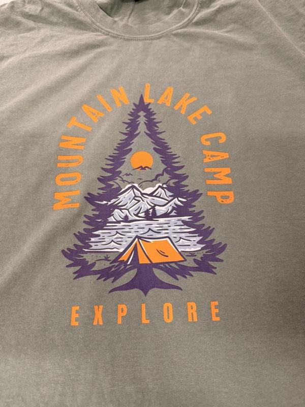 Mountain Lake Camp Explore T-Shirt with Mountain and Lake Design
