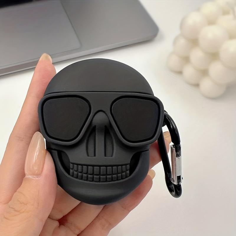 Airpods protective case, featuring a hip-hop skull design, made of durable silicone material, a perfect gift for friends and family