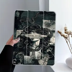 Enigmatic Medusa Art Design Clear Acrylic Protective Case, Tablet Protective Cover with Pencil Holder, Auto Wake/Sleep Tablet Case for iPad, Tablet Casing, Tablet Accessories