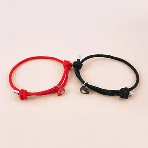 2 Pcs Unisex Heart Bracelet Set Matching Couple Bracelet for Women and Men Magnetic Friendship Bracelet Gift