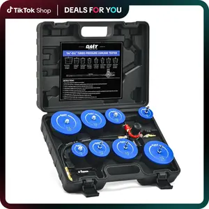 Orion Motor Tech Turbo System Leakage Tester Kit,10pc Blue/Black Turbo Boost Leak Tester Set with 4 Pairs of Stepped Adapters 1-3/8" to 3-1/2", Turbo Pressure Leakage Tester for Cooling Emissions Exhaust Pipes Automotive Maintenance