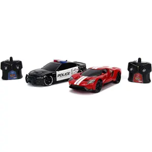 Jada Toys - 1:16 Scale Hypercharger Heat Twin Pack RC Cars (2015 Dodge Charger Police & 2017 Ford GT)  [COLLECTIBLES] Toy Car