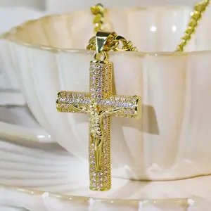 Jesus Cross Diamond - Encrusted Necklace Masonry necklace for art hip-hop style