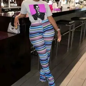 Womens stripe stacked pants Bottom