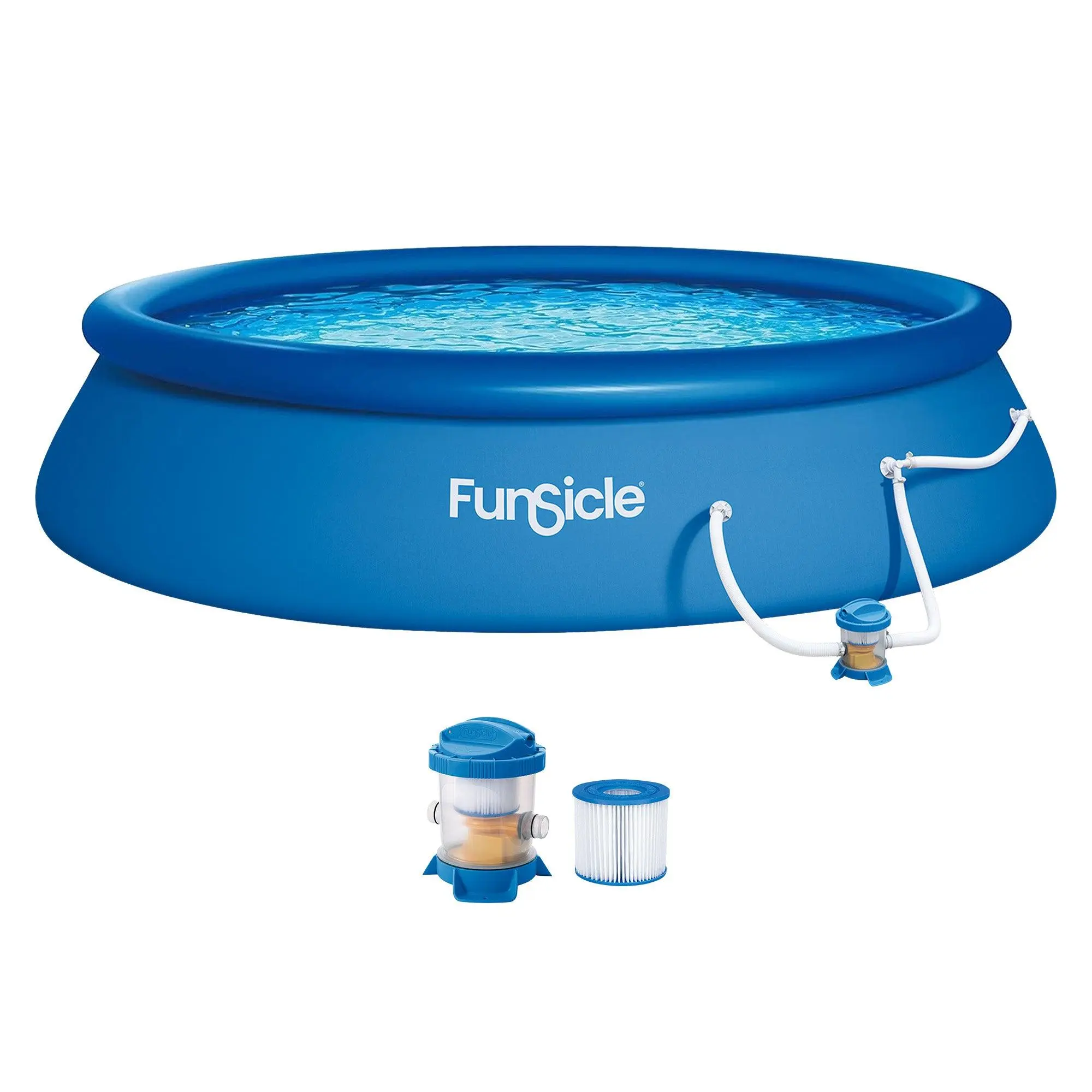 Funsicle 15' x 36" QuickSet Inflatable Ring Top Outdoor Above Ground Pool w/Pump