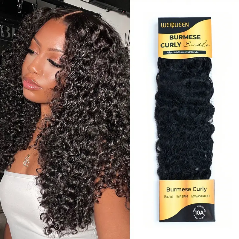 [LIVE-ONLY] Wequeen Burmese Curly Human Hair Bundles 100% Human Hair 14"-26" Natural Curls for Quick Weave & Glue In Budget Friendly