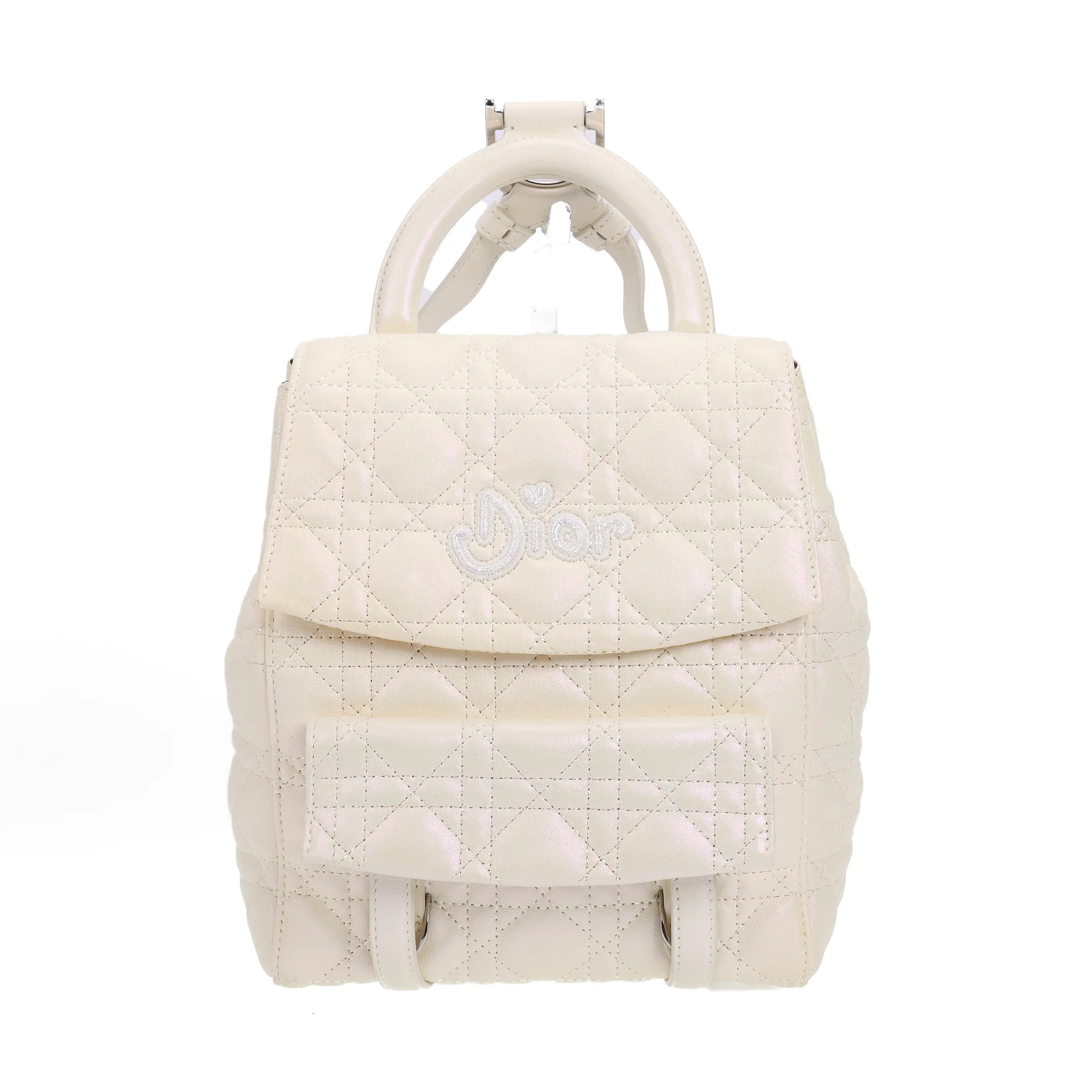 Pre-owned Dior Leather Backpacks White 79602011