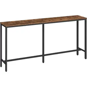 63" Console Table, Narrow Sofa Table for Entryway, Industrial Side Table for Hallway, Living Room, Bedroom, Sturdy and , Easy to Assemble, Rustic Brown CTHR16001Z