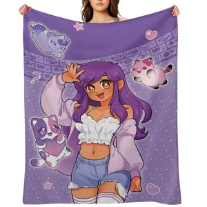 Aphmau Throw Blanket For Men Winter Nap Cute Cat Polka Dots Purple Flannel Fleece Blankets Womens Super Soft Bedding Throws Office Camping Air Conditioned Quilt All Seasons Home Decor Boys Girls Christmas Holiday Gift Cozy Blanket