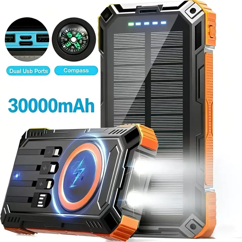 JZCXKINGTU 30000mAh Power Bank – 66W Fast Charge, 4 Ports, USB-C & LED Display