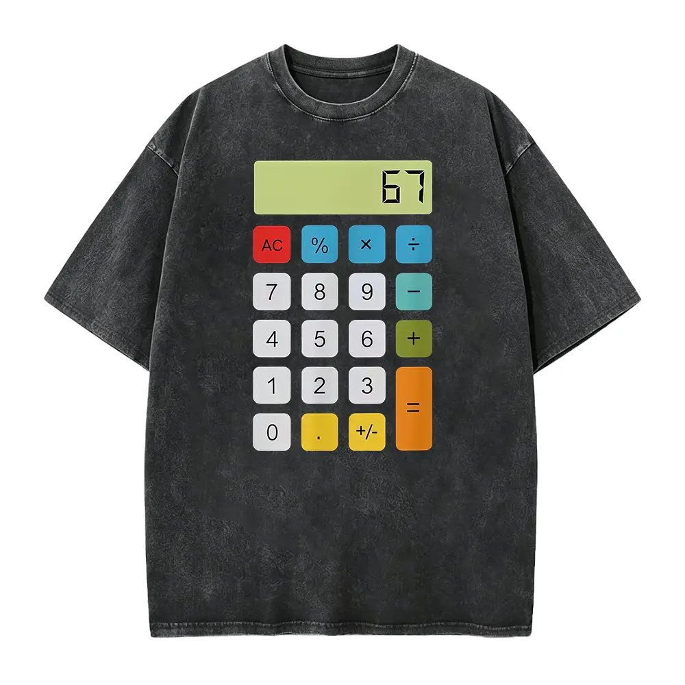 Calculator 67 Siqi Fun Math Meme T-Shirt, Casual T-Shirt for Boys and Girls, Simple Life Style