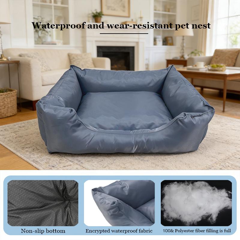 Waterproof Oxford Fabric Dog Bed, Bite-Resistant, Scratch-Resistant, Fur-Repellent, All-Season, Washable Removable Cover, Comfortable for Medium-Large Dogs, Essential Pet Care Supply