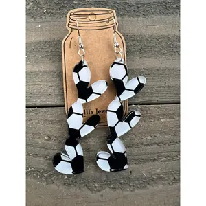 Soccer Acrylic Stacked Heart Cutout Earrings