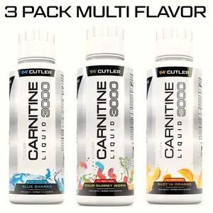 Cutler Nutrition Carnitine Liquid 3000 Mixed Flavor 3 Bottle Pack | Refreshing Energy Workout Beverage | Ready-to-Drink Sport Drink | US Edition