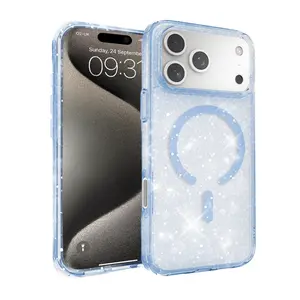 Entronix Magnetic Case for iPhone 17/15 Plus/Pro Max – Glitter Color Hard Back MagSafe Cover with Shockproof Grip, Scratch Resistant Bumper