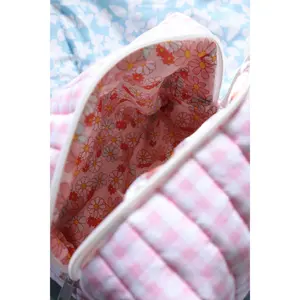 Pink Gingham Makeup Bag