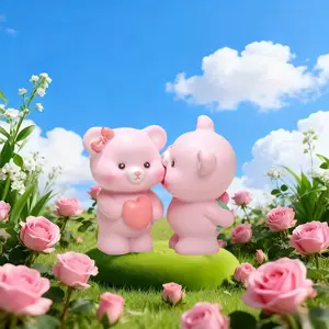 Couple Teddy Bear Statue Decor, Home Decoration Figurine, Suitable for New House, Wedding Banquet, Office Desk, Various Festivals, Age 14+