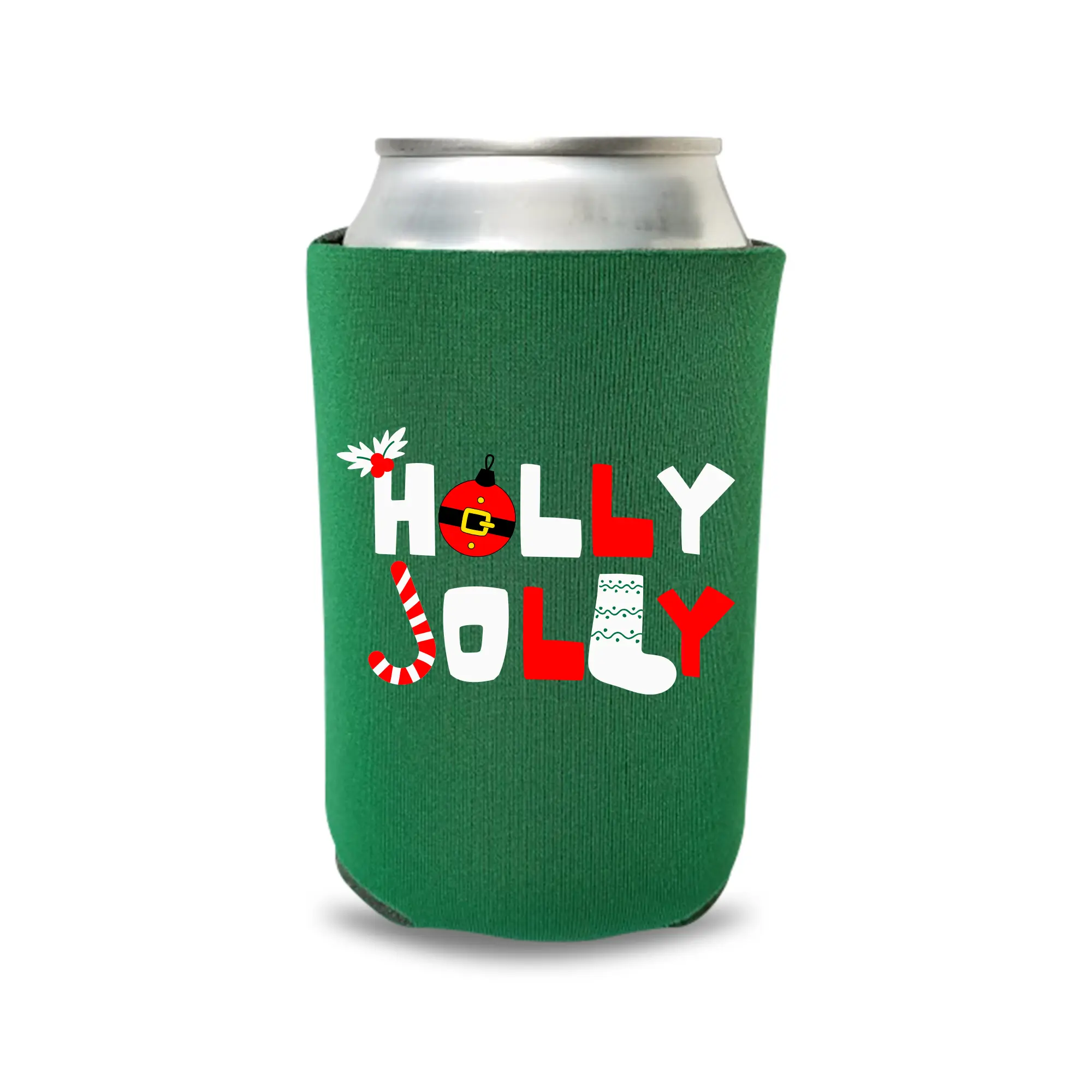Christmas Can Coolers, Holly Jolly Coolies, Xmas Party Gifts, Happy Holidays Beer Hugger