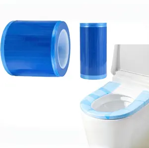 Blue Barrier Film Travel Essentials 2 Rolls Adhesive Tape for Toilet, Bath, Sink - Public Toilet Hygiene Must-Haves, Germ Protection for Door Knobs & Switches