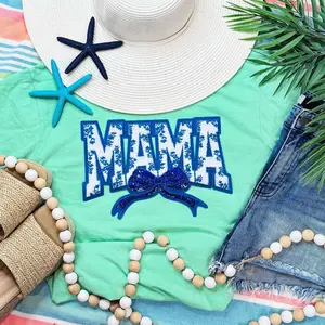 Mama Blue Floral Chenille Patch