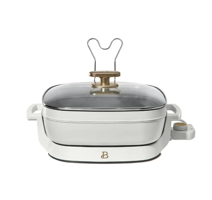 Beautiful 5 in 1 Electric Skillet - Expandable up to 7 Qt with Glass Lid, White Icing by Drew Barrymore