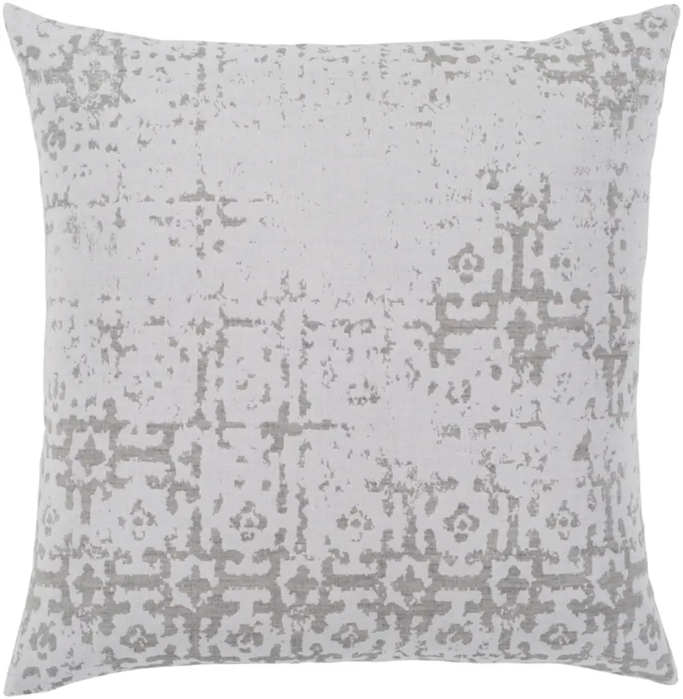 Livabliss ASR001-1818 1-Piece Vintage Cotton Rectangular Woven Cushion Cover, 18x18 in, Abstract Design, White & Light Gray, for Room Decor, Indoor Use, Line Dry & Spot Clean Only, Natural Charm, One-Piece