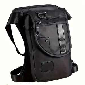 Fashion Waterproof Oxford Leg Bag for Men and Women, Motorcycle Riding Hiking Travel Multi-Function Bag, Black