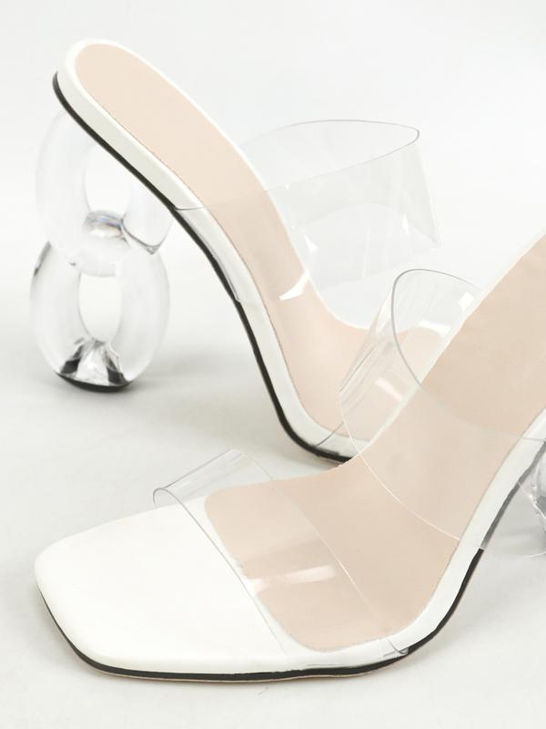 Women's Transparent Strap Open Toe High Heels - Clear Figure 8 Bubble Block Heels Slip-On Sandals for Party Cocktail Evening Dress Wedding Prom Fashion Shoes