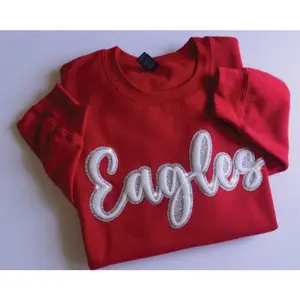 Custom Puff and Glitter Team Name Sweater, Glitter Team Name Sweater, Embossed School Mascot Sweatshirt, School Spirit Shirt, Football Mom